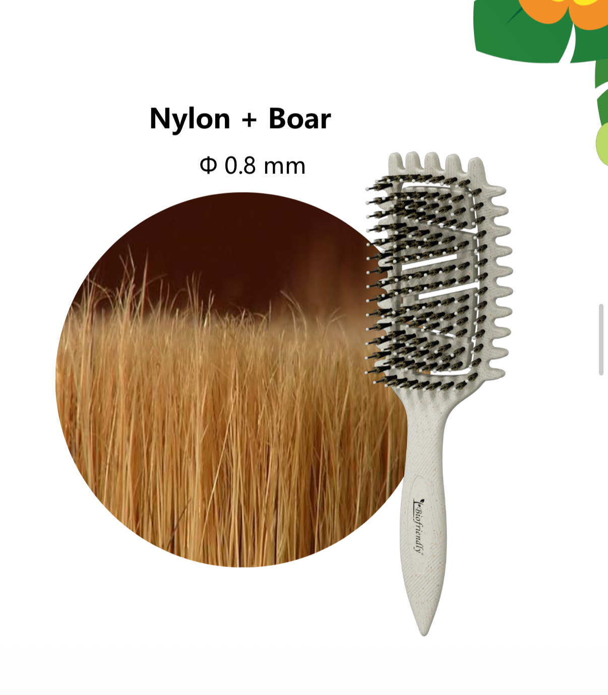 Zerra Bloom 5-in-1 Curly Hair Brush with Boar Bristles