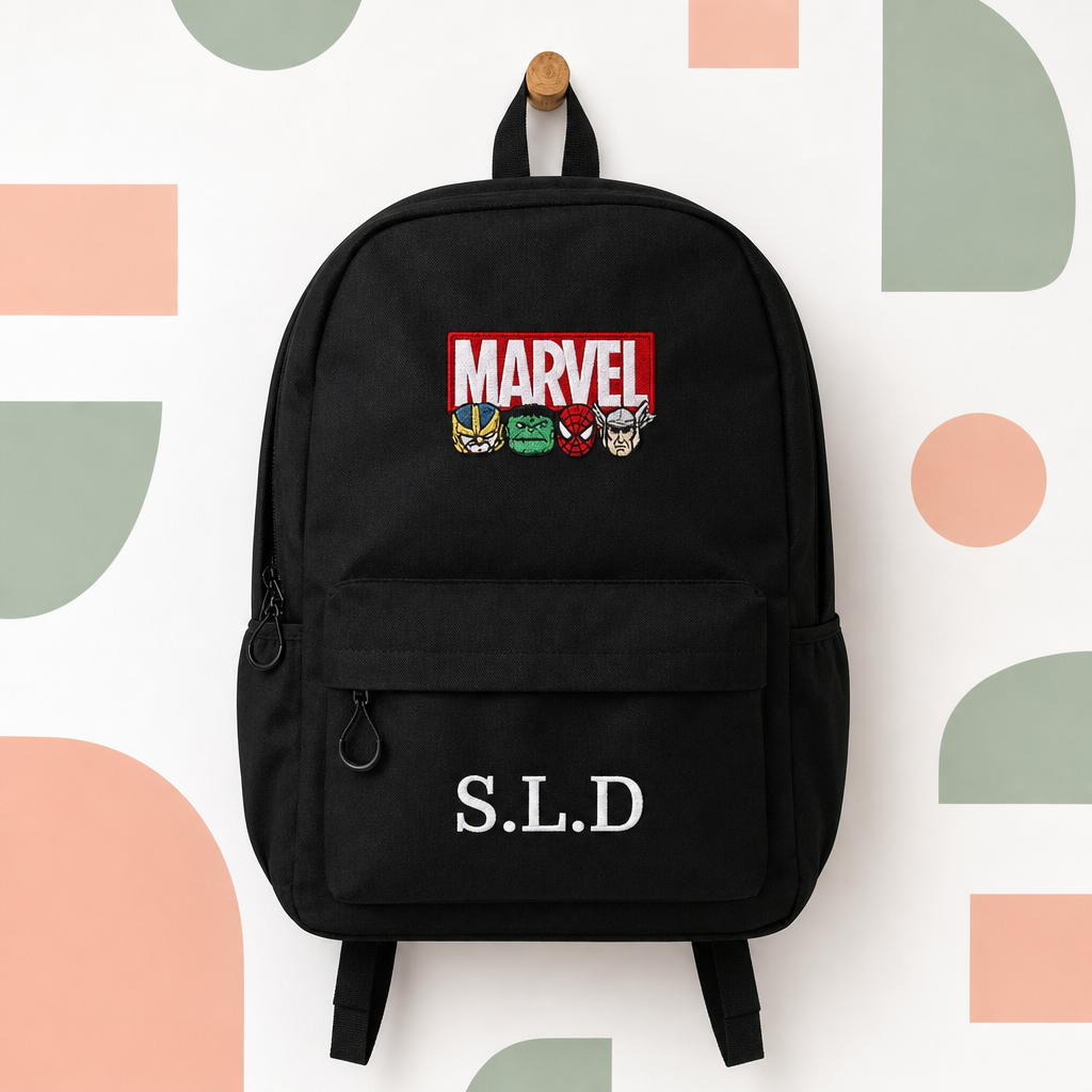 🎒 حقيبة ظهر سوداء قابلة للتخصيص - سمها ما شئت، ونحن نطرزها!