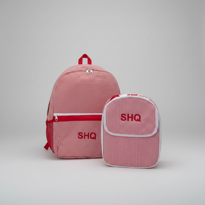 🎒 مجموعة حقيبة ظهر مخططة + حقيبة غداء