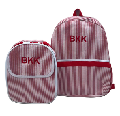 🎒 مجموعة حقيبة ظهر مخططة + حقيبة غداء