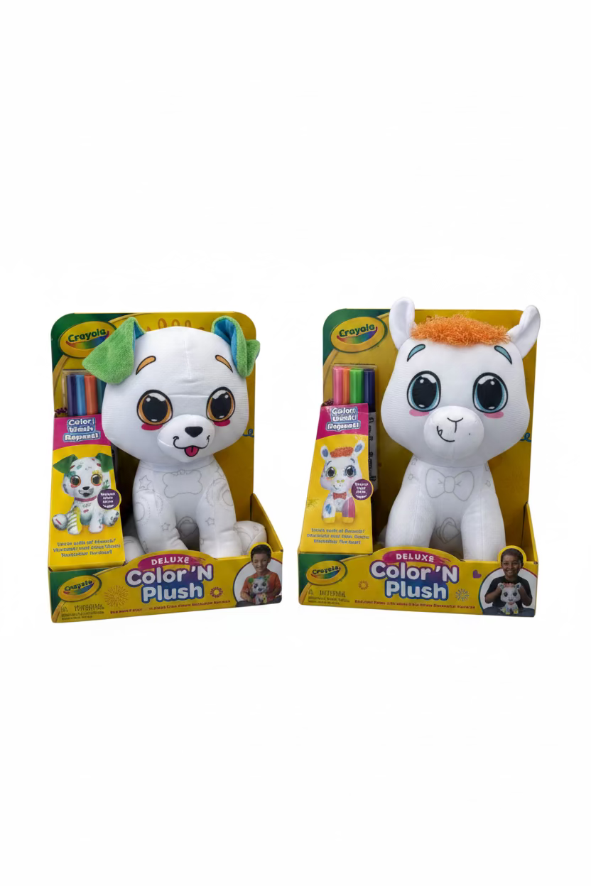 Crayola Deluxe Color ’N Plush – Reusable DIY Coloring Plush Toy + 4 Washable Markers