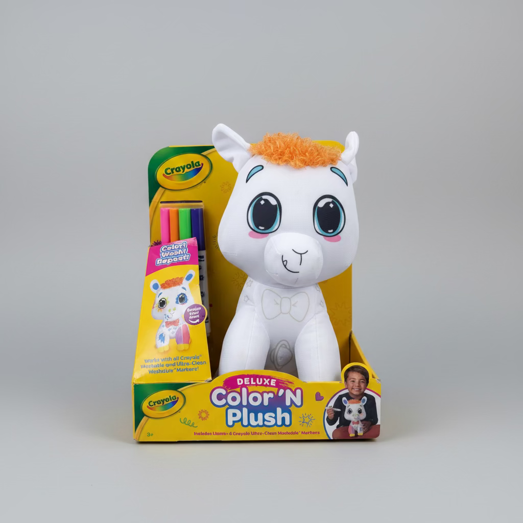 Crayola Deluxe Color ’N Plush – Reusable DIY Coloring Plush Toy + 4 Washable Markers