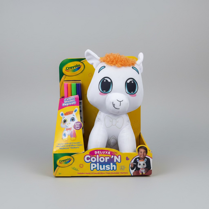 Crayola Deluxe Color ’N Plush – Reusable DIY Coloring Plush Toy + 4 Washable Markers